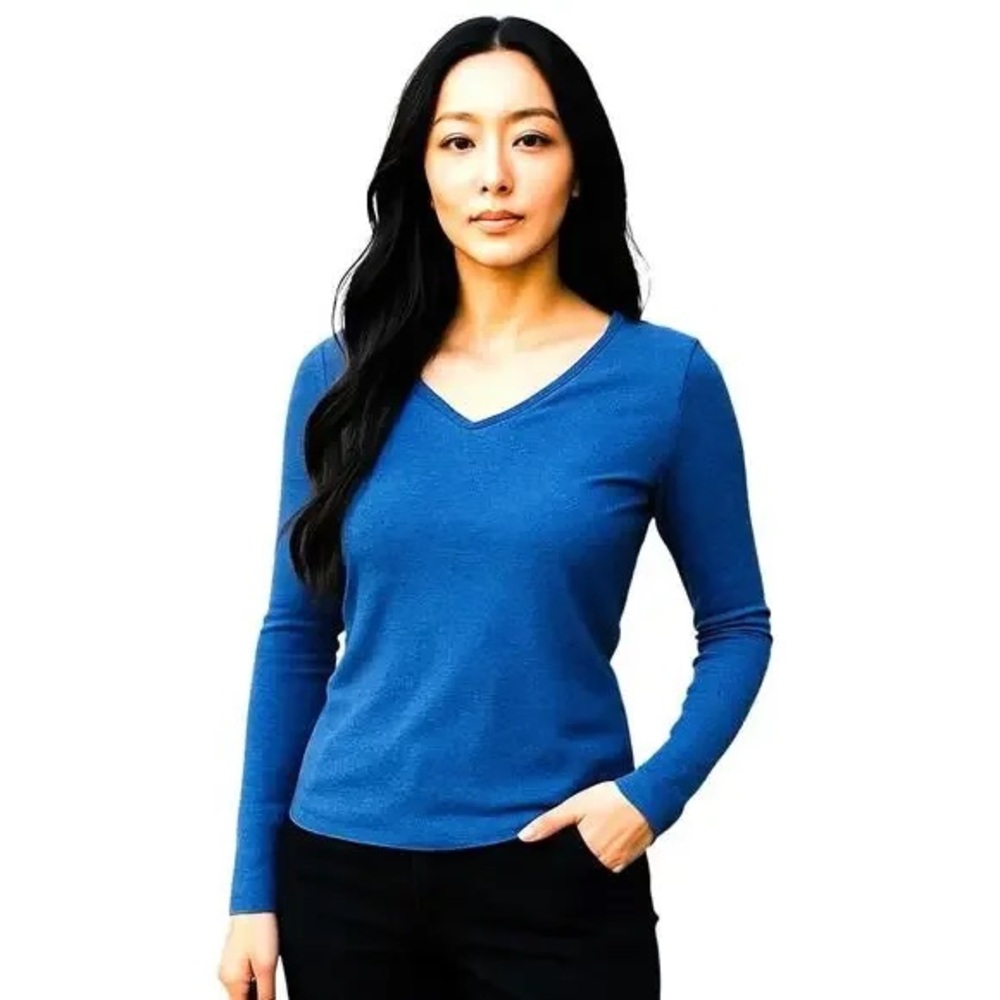 Margaret O'Leary Gray Blue V-Neck Sweater